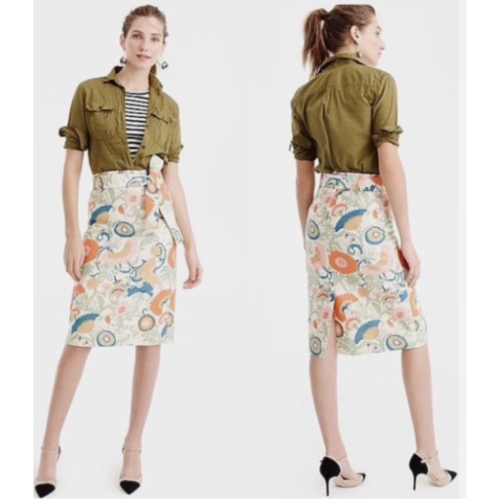 J.Crew Floral Paisley Mini Skirt with Tie Belt Multi-Color G0962 Size 4‎ NEW